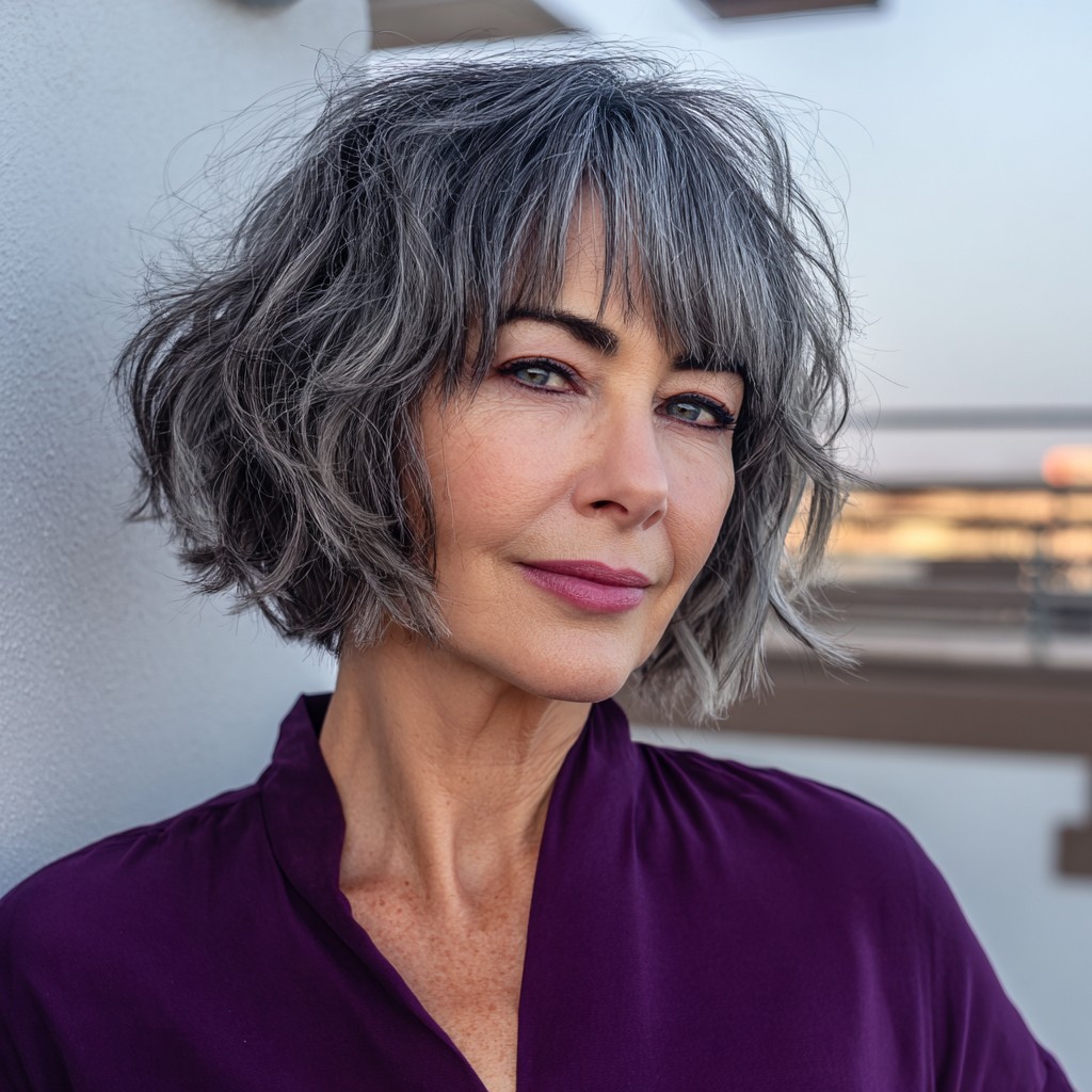 20816 chic textured bob with soft bangs
