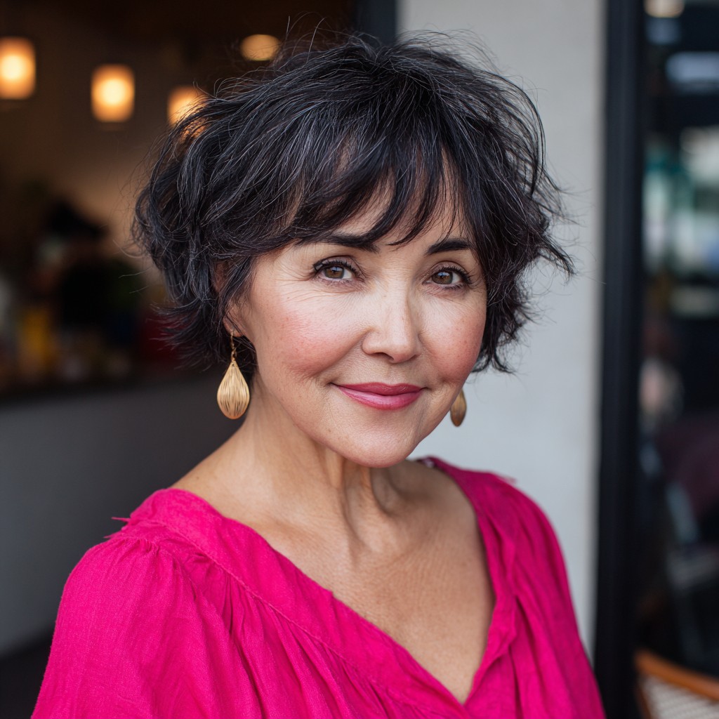 Chic Textured Short Cut with Feminine Bangs