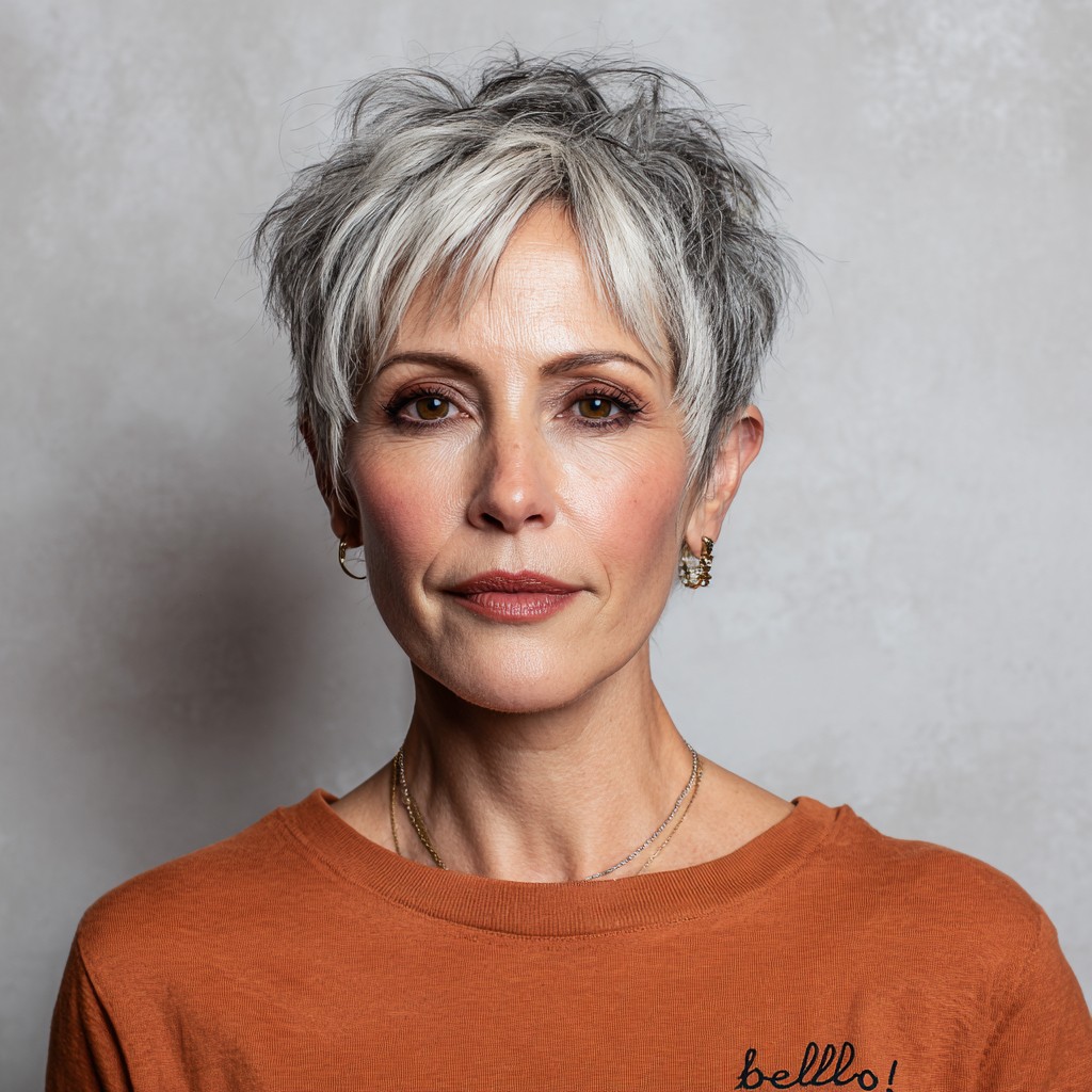 Textured Silver Pixie Cut with Effortless Volume