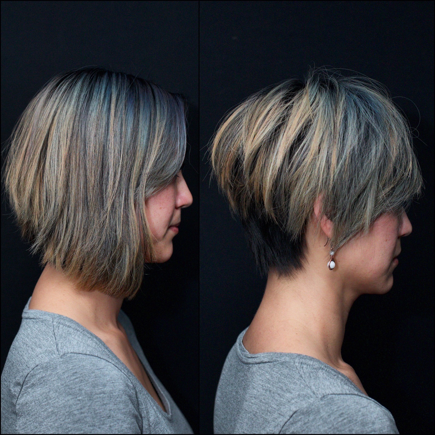 Bold Textured Long Pixie with Colorful Highlights