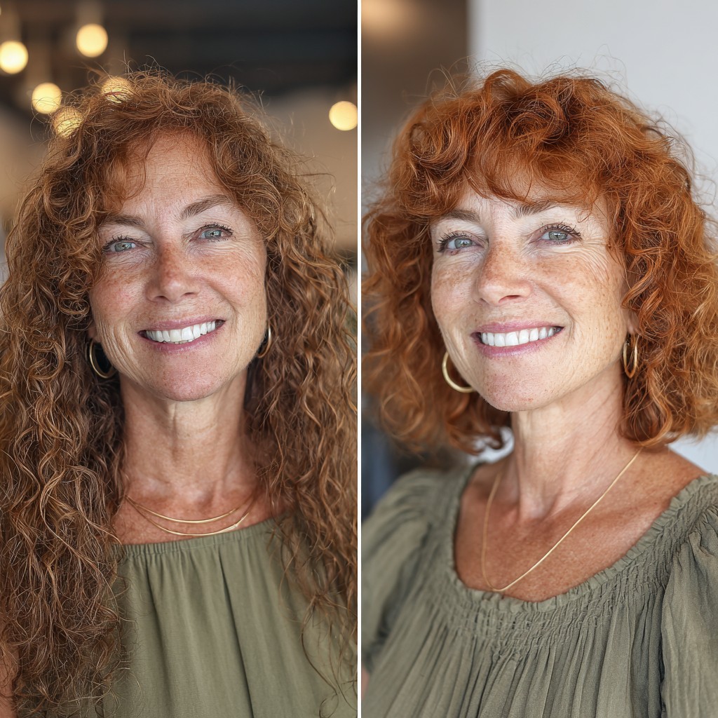Charming Curly Shag with Breezy Bangs