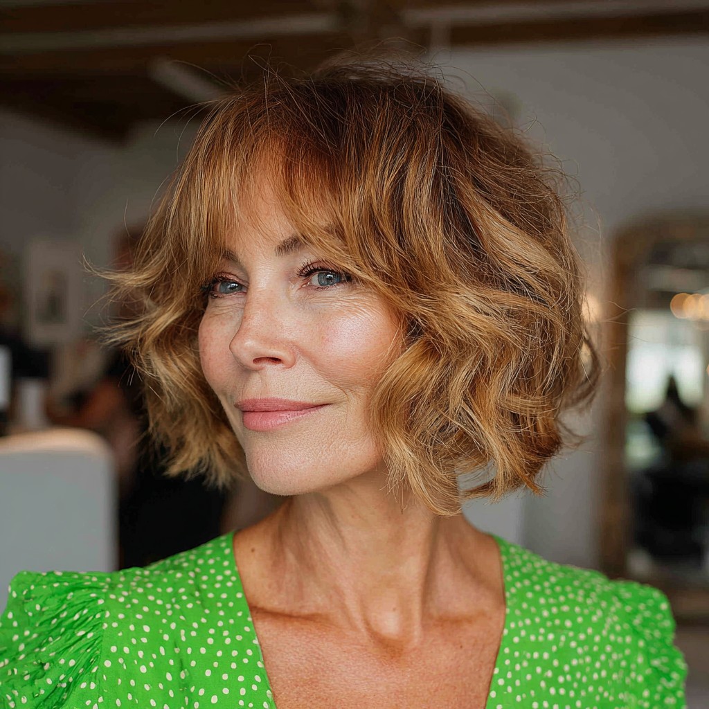 Charming Tousled Chin-Length Bob with Soft Waves