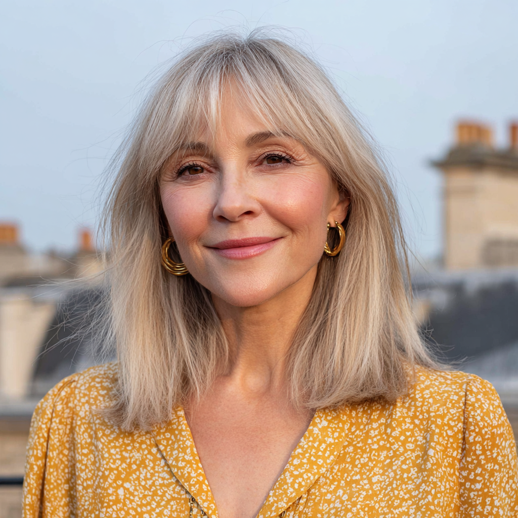 Chic Blunt Cut with Soft Middle Part Bangs