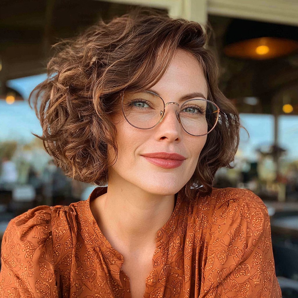 Chic Curly Bob with Defined Layers
