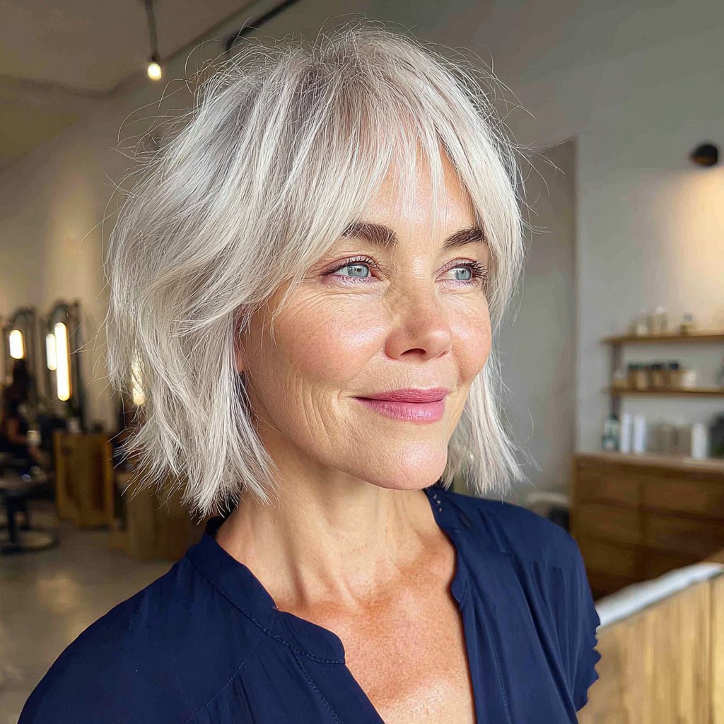 Chic Feathered Bob with Wispy Bangs