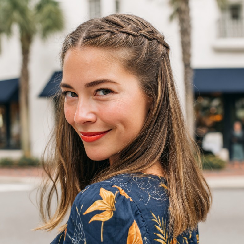 Chic Half-Up Braided Hairstyle with Loose Waves