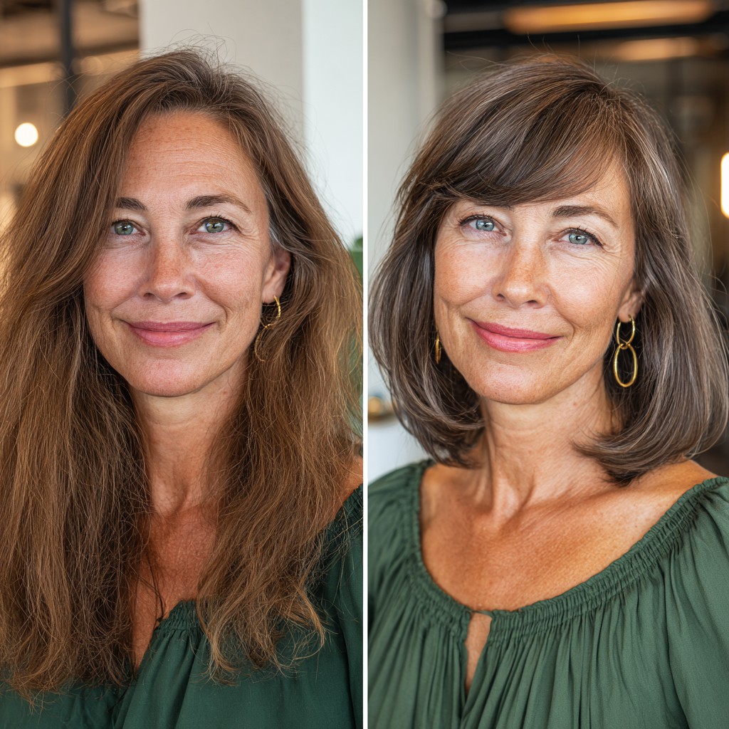 Chic Layered Angled Bangs Hairstyle