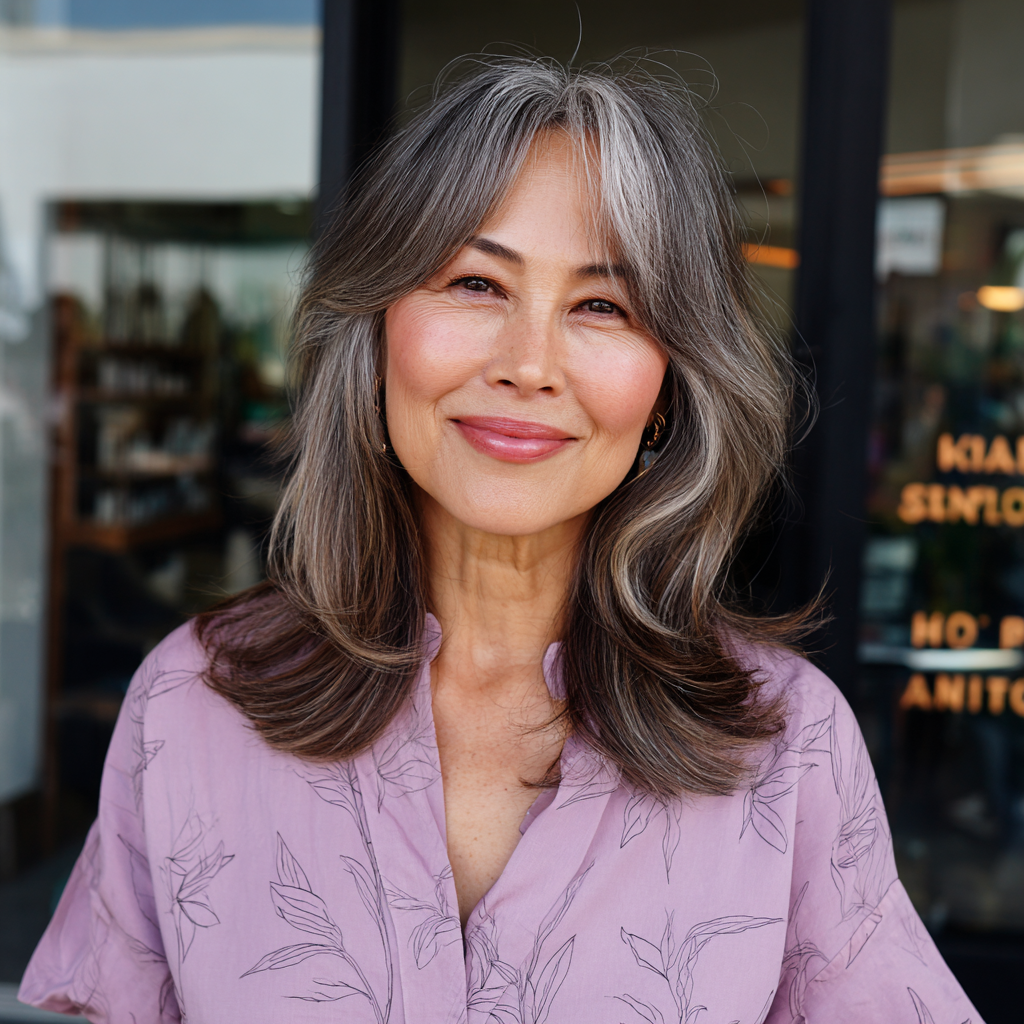 Chic Long Layered Cut with Soft Middle Part Bangs