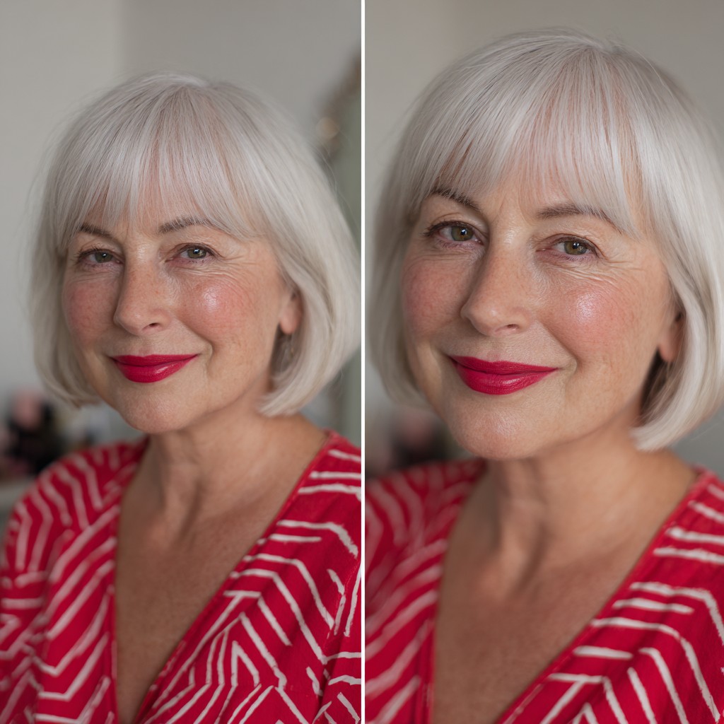 Chic Silvery Blunt Bob with Subtle Textures