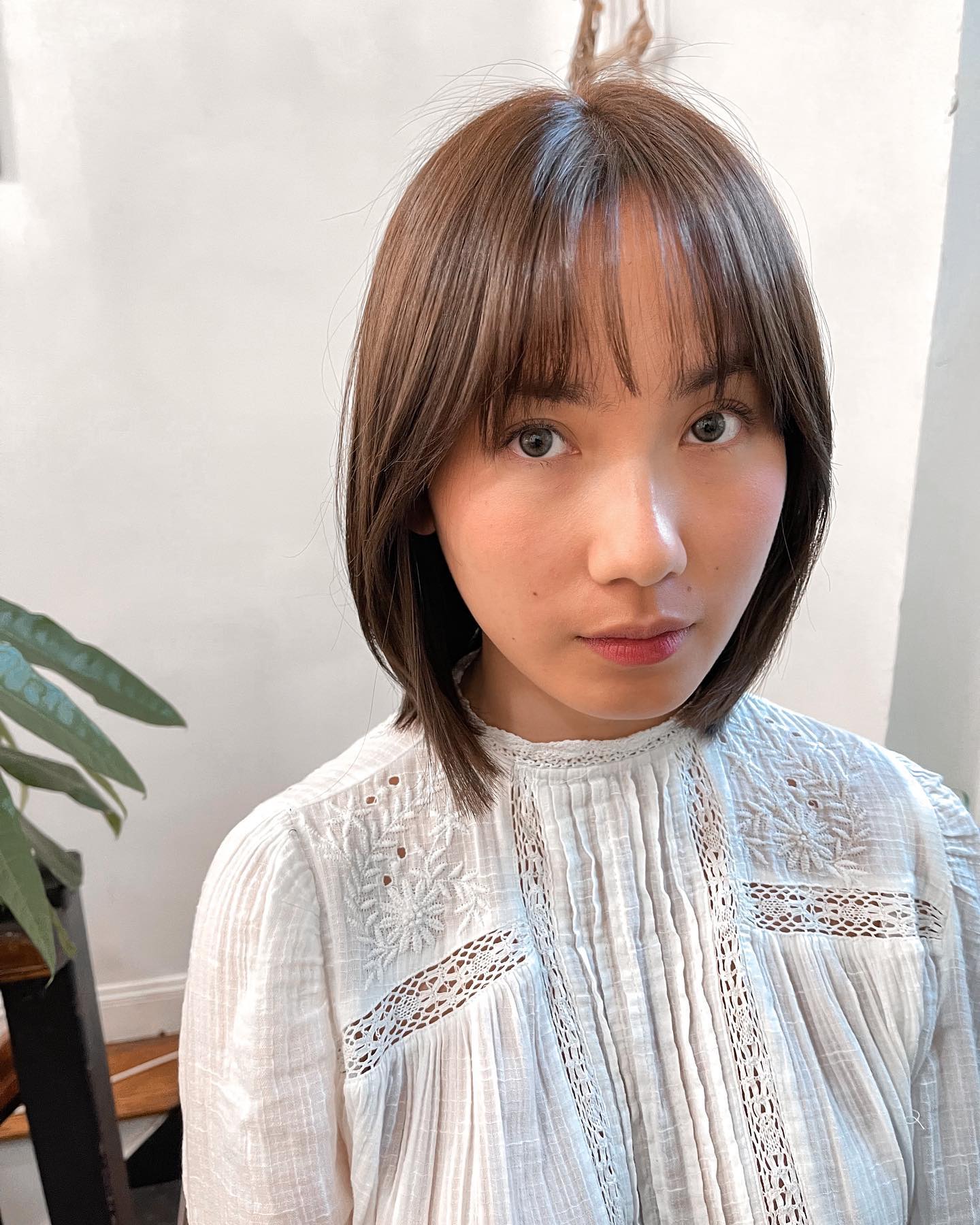 Chic Soft Bangs with Blunt Bob