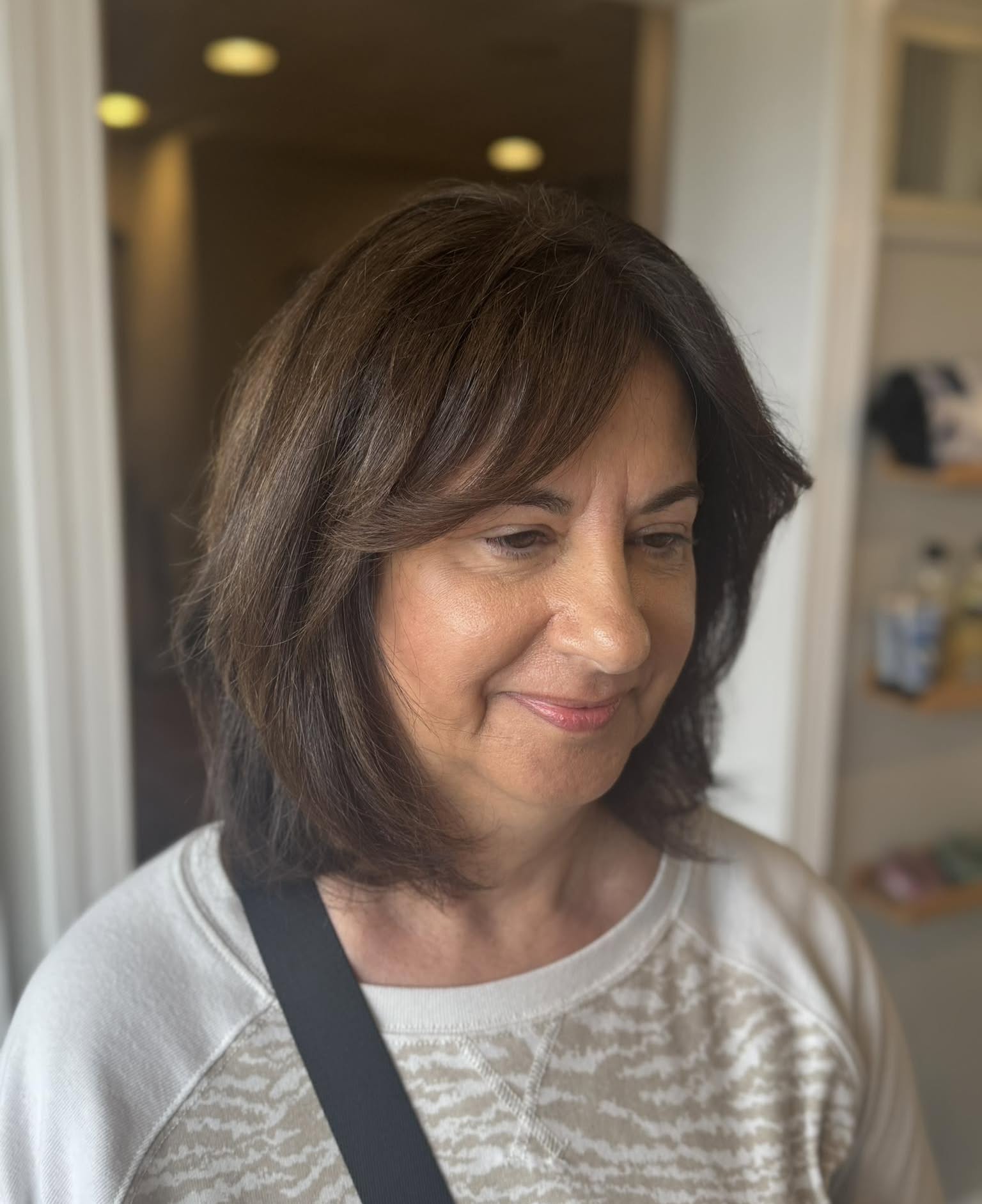 Chic Soft Bangs with Layered Lob