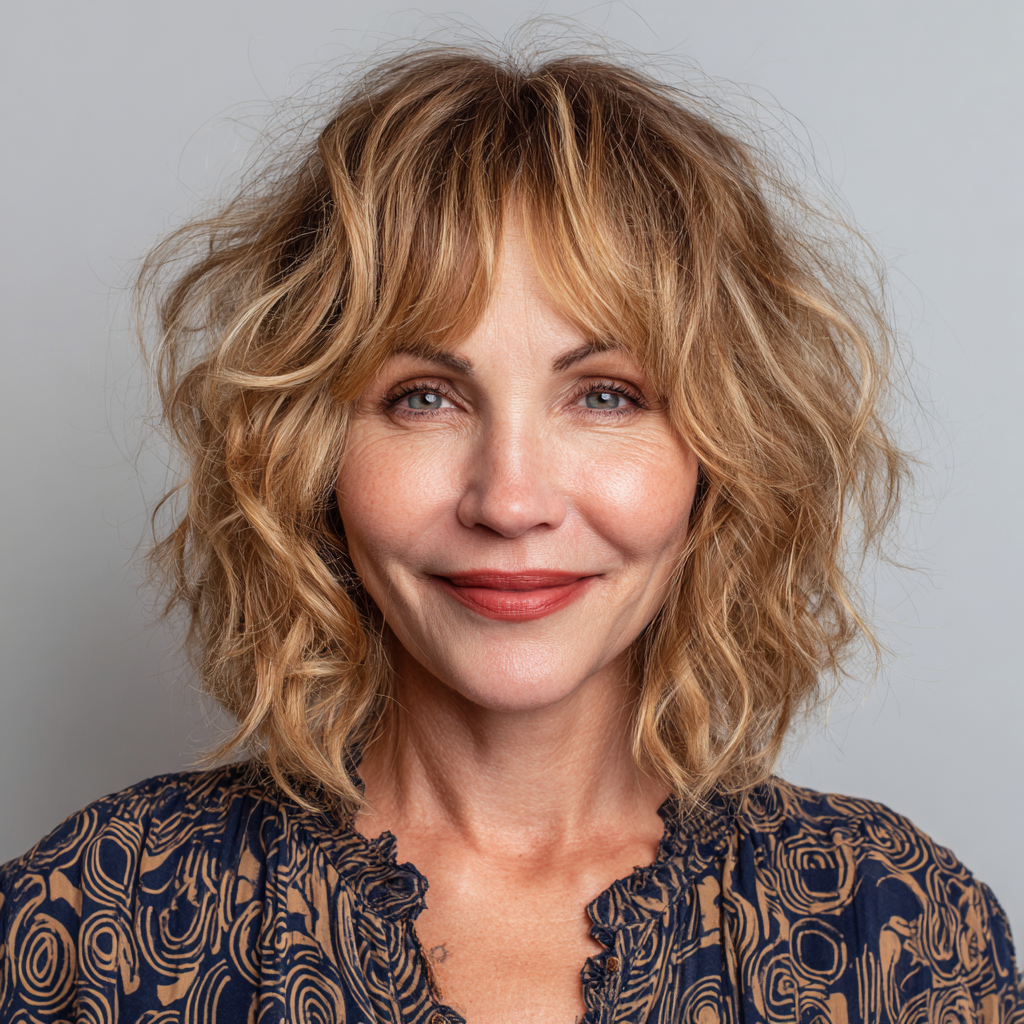 Chic Textured Bob with Middle Part Bangs