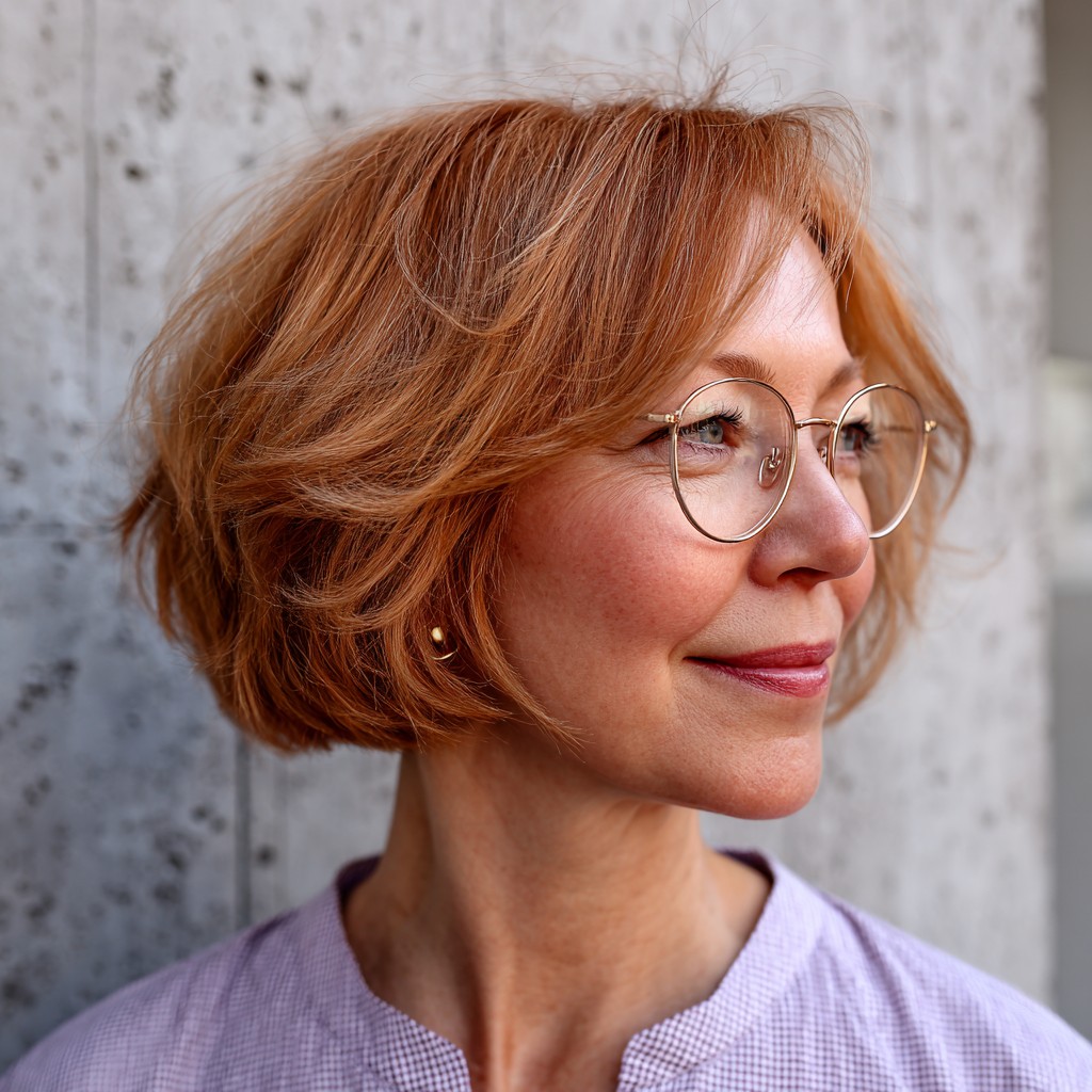 Chic Textured Copper Bob with Subtle Volume
