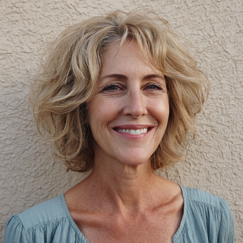 Chic Tousled Curly Mid-Length Hairstyle