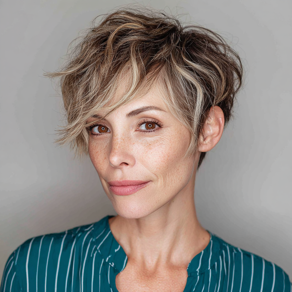 Choppy Textured Pixie Cut with Subtle Highlights