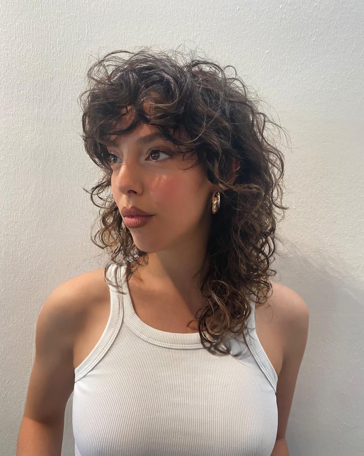Curly Wavy Shag with Soft Bangs