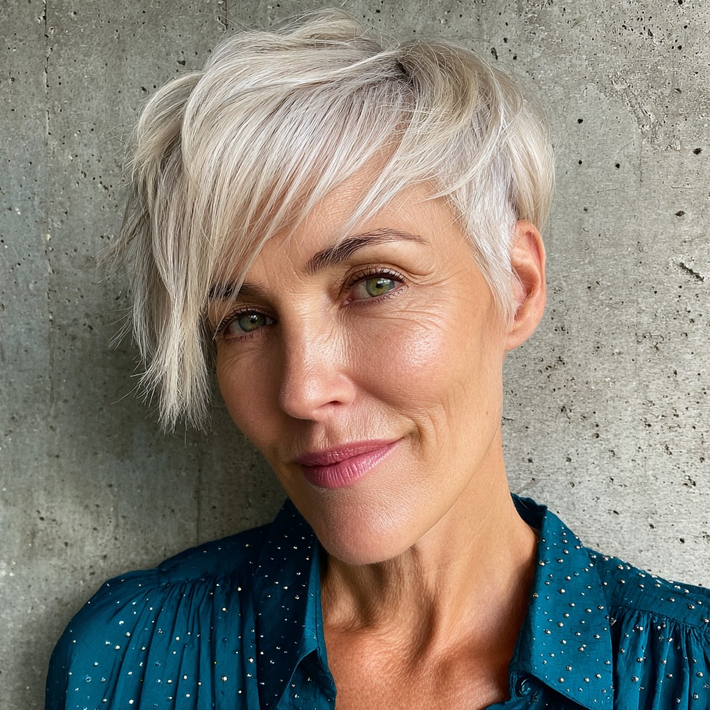 Edgy Textured Pixie with Long Side Bangs