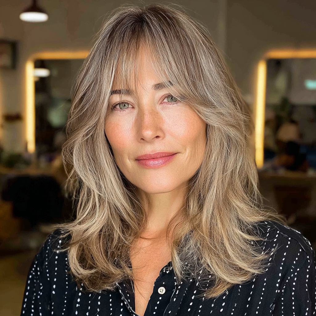 Effortless Mid-Length Hair with Face-Enhancing Bangs