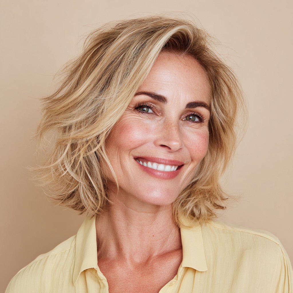 Effortlessly Tousled Shoulder-Length Layers