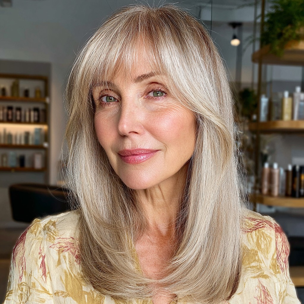 Elegant Long Layers with Soft Side Bangs