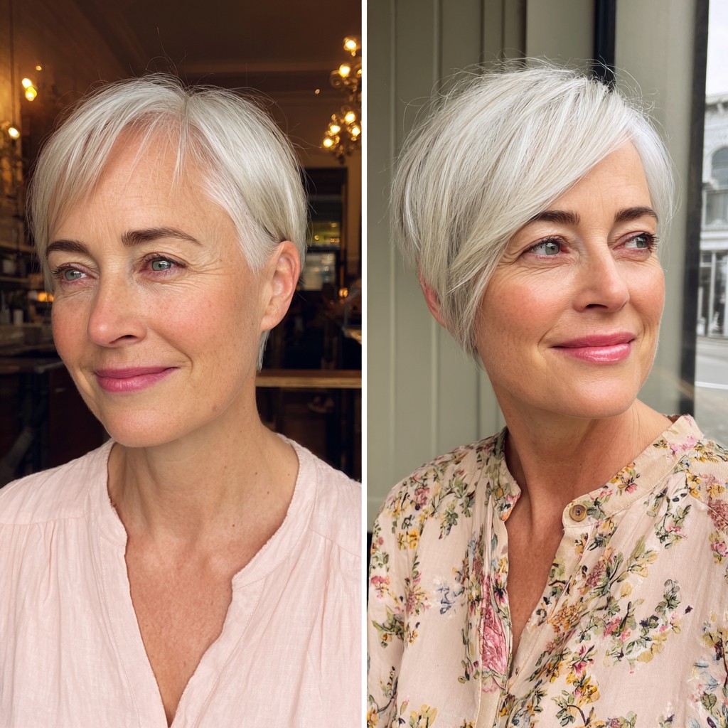 Elegant Softly Layered Silver Pixie Bob
