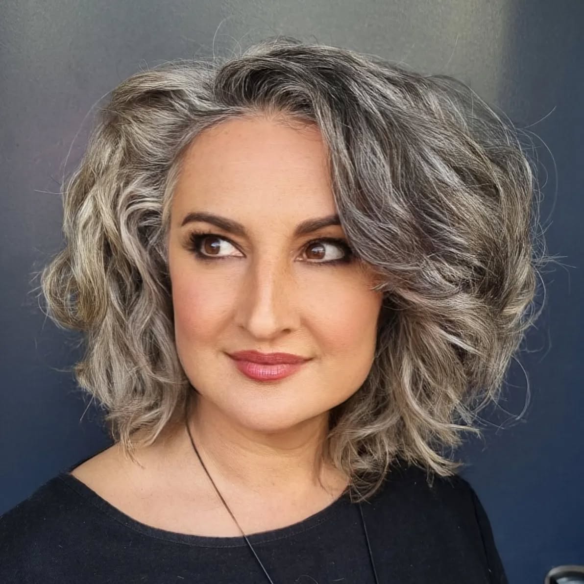 Elegant Textured Silver Waves with Soft Volume