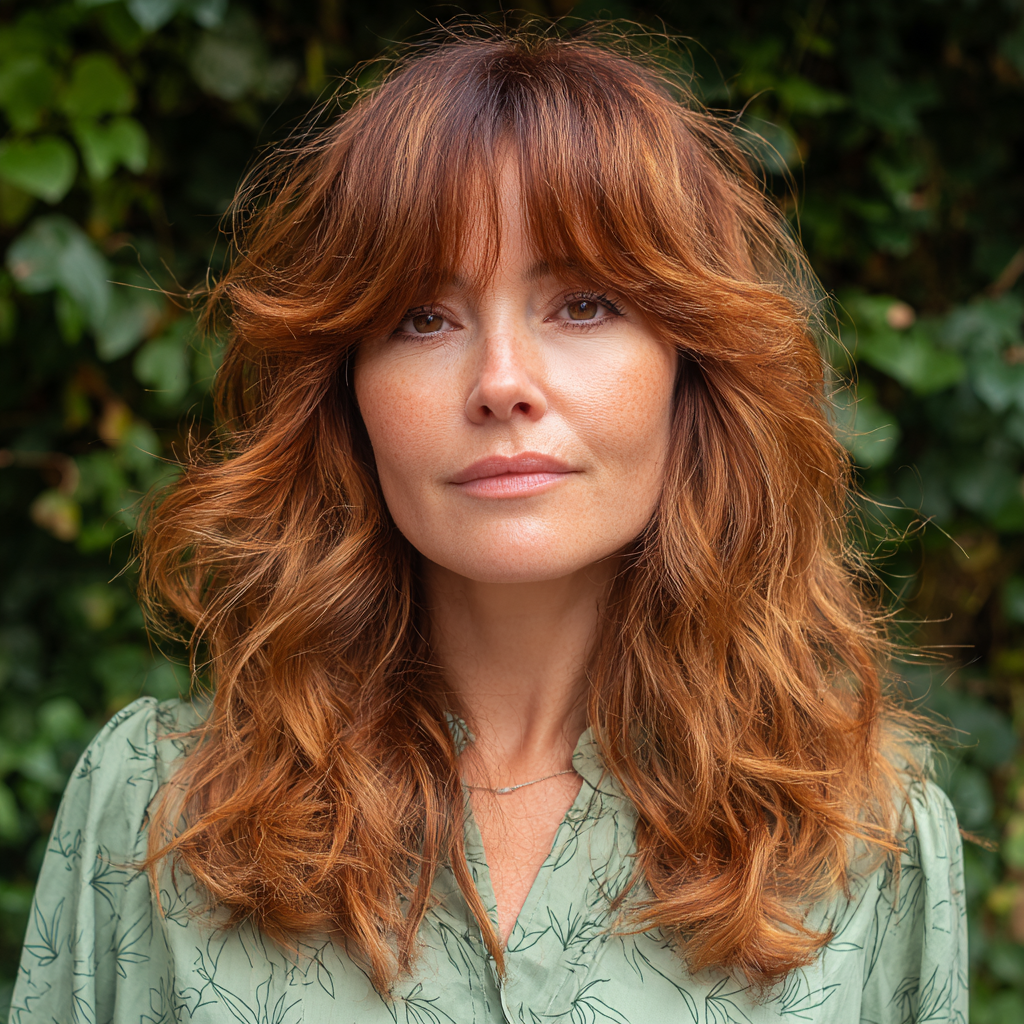 Flirty Layered Cut with Soft Middle Part Bangs