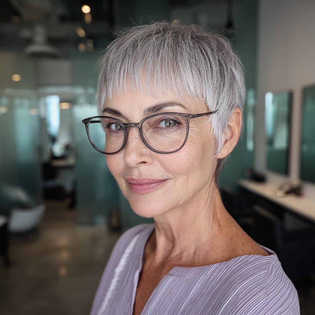 Modern Short Textured Cut with Feminine Bangs