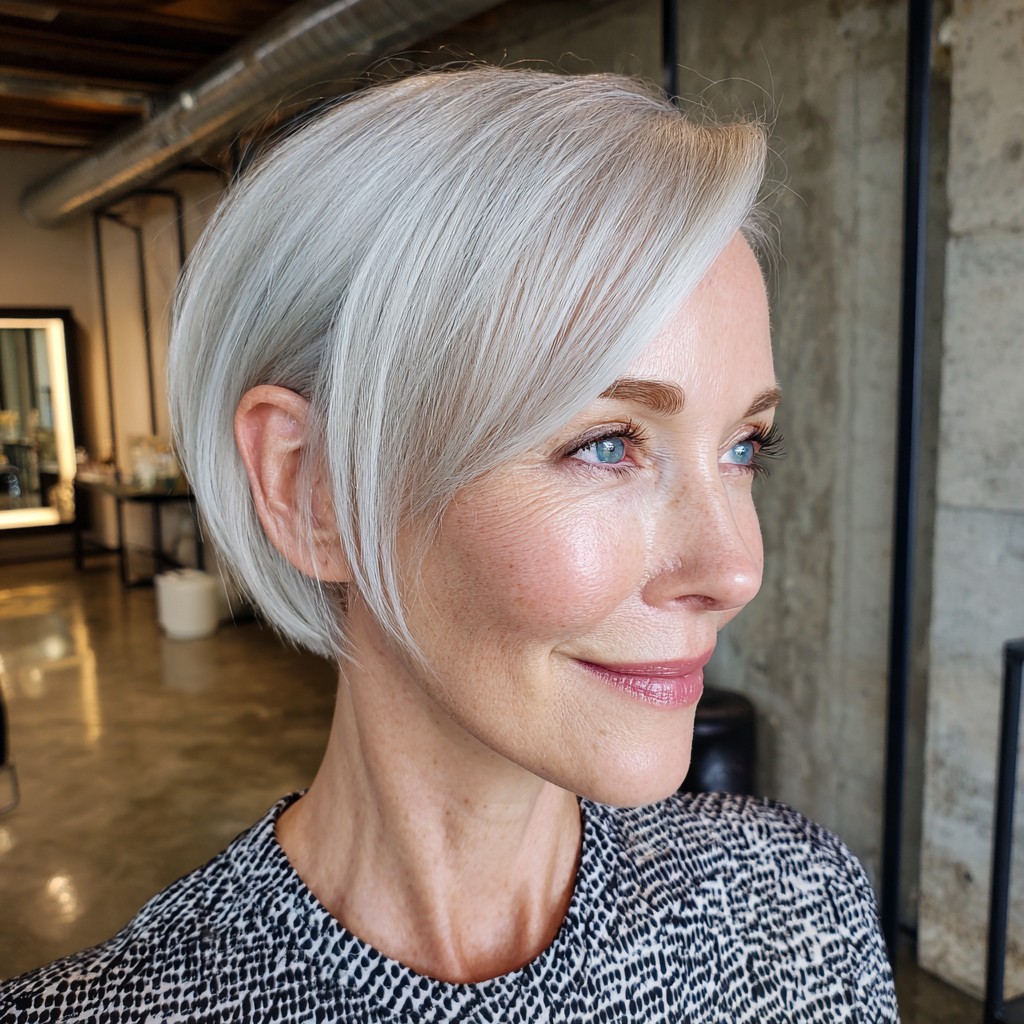 Modern Sleek Silver Pixie Bob with Textured Layers