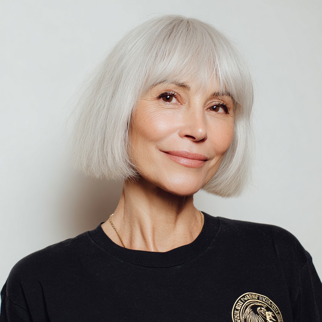 Modern Textured Bob with Blunt Fringe