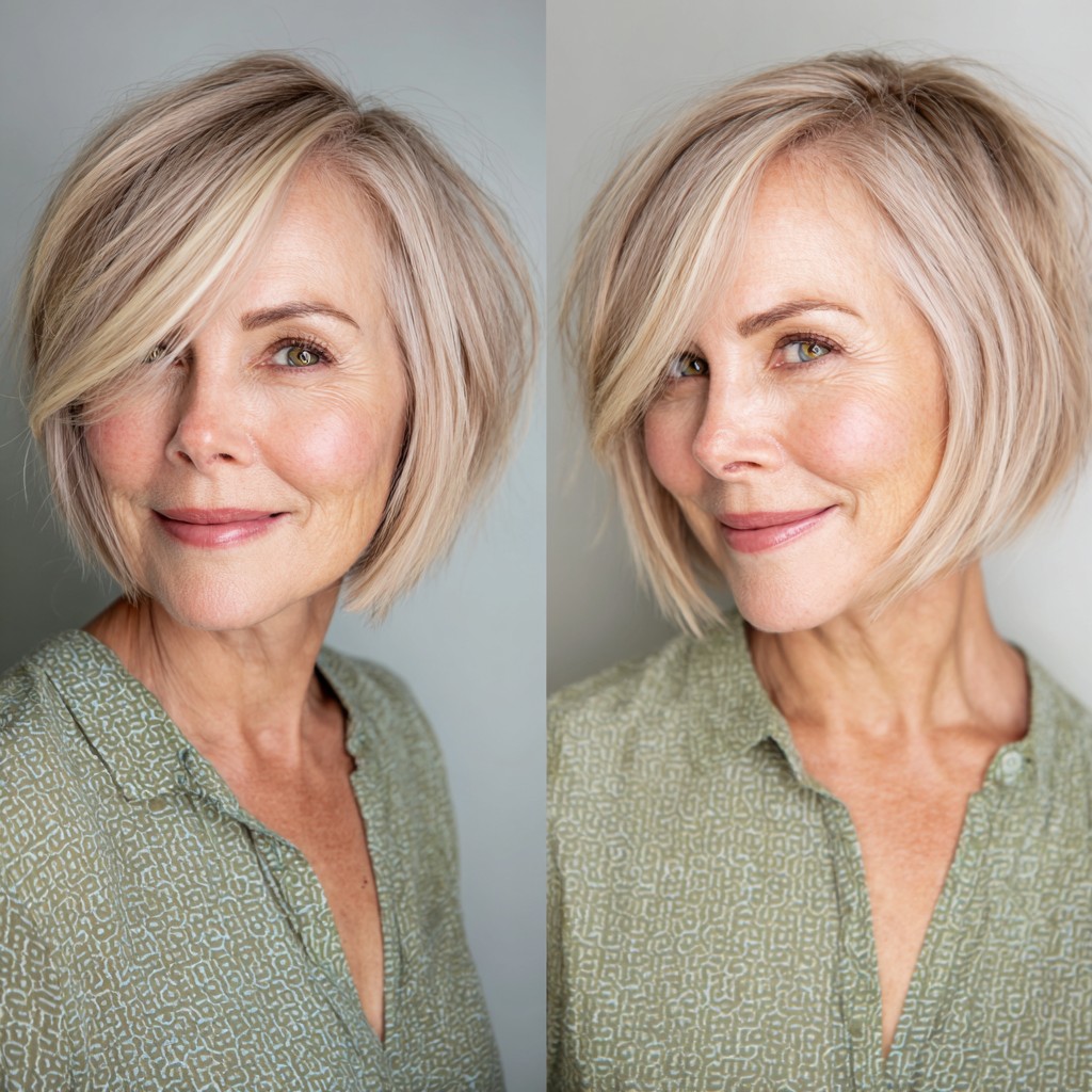 Modern Textured Bob with Side-Swept Bangs