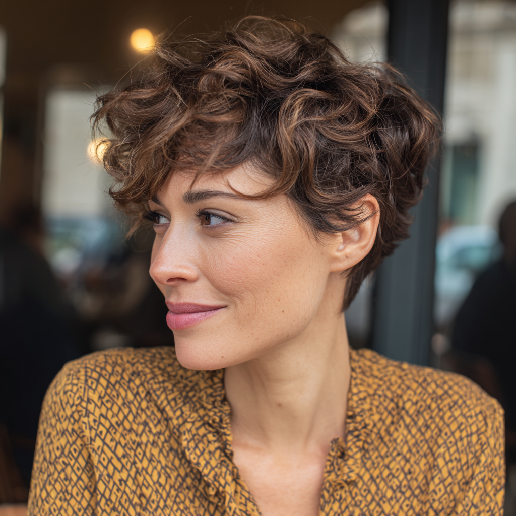 Playful Curly Pixie Cut with Defined Volume