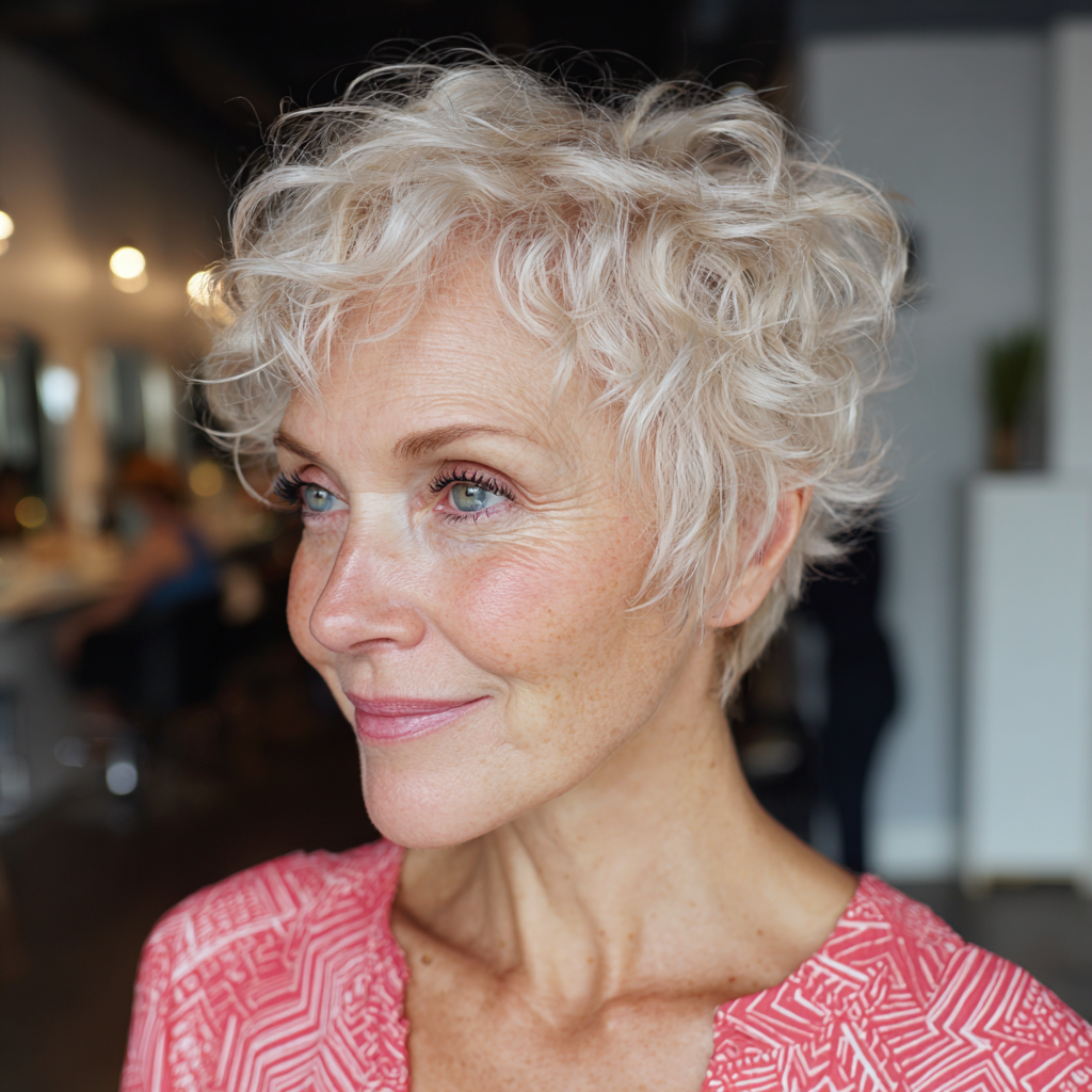 Playful Curly Pixie Cut with Soft Volume