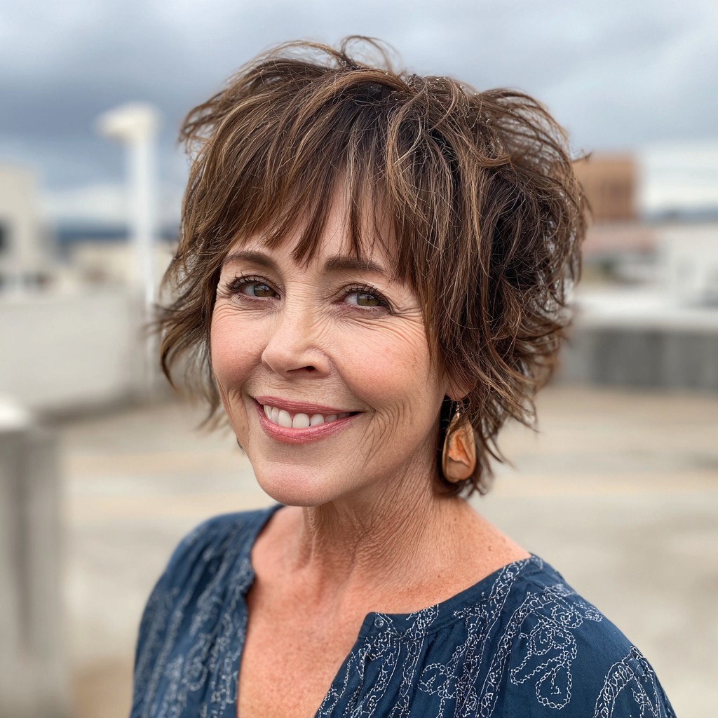 Playful Textured Pixie with Feminine Bangs