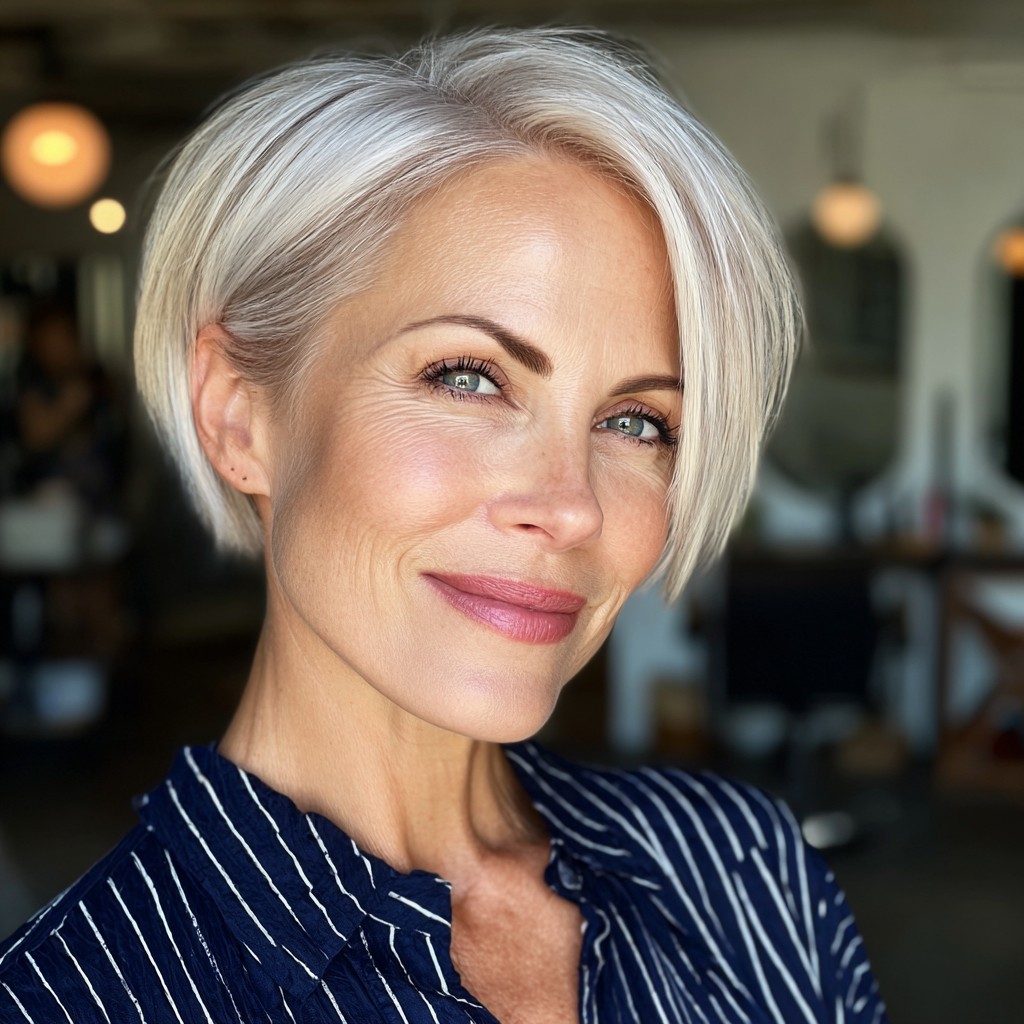 Polished Silver Pixie Bob with Subtle Volume