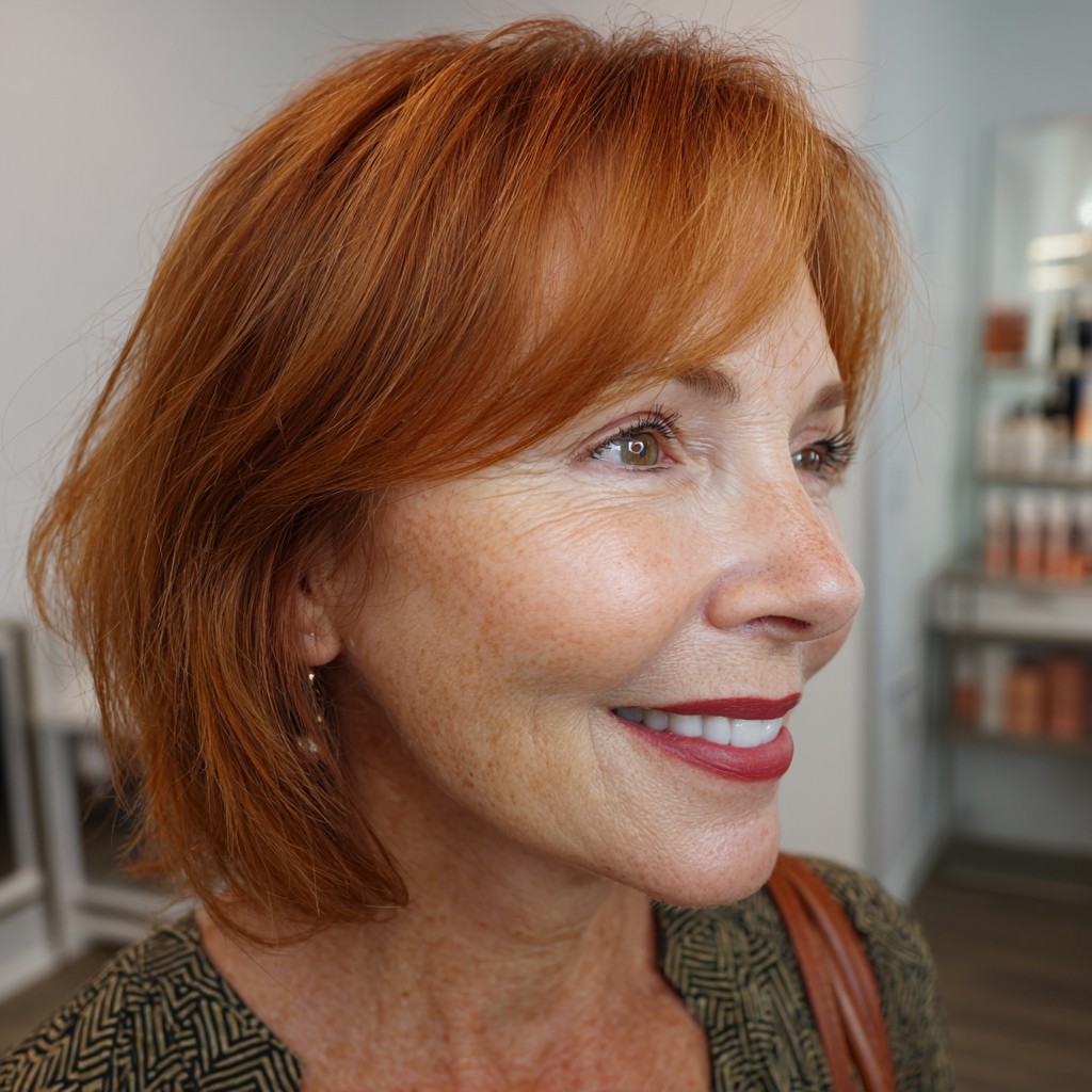 Radiant Copper Bob with Soft Side Bangs