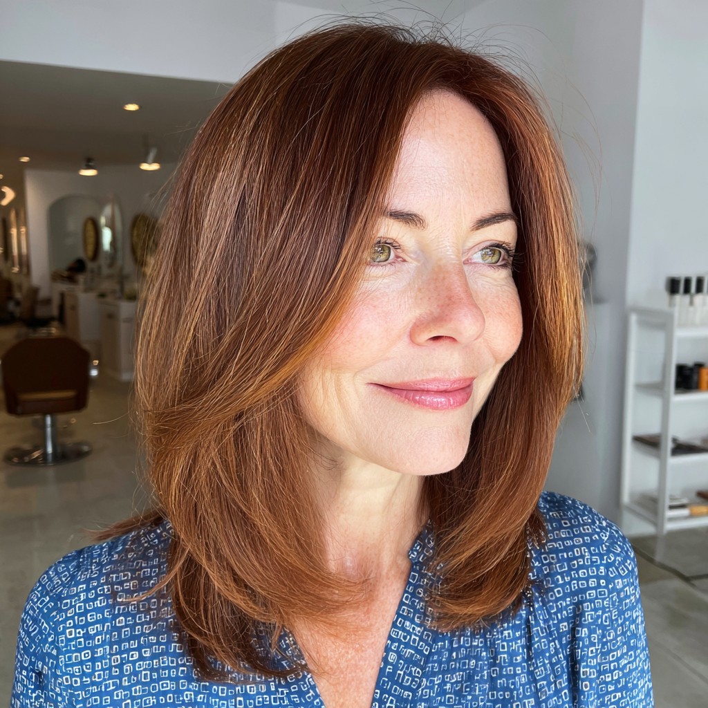 Radiant Long Layers with Subtle Warm Tones