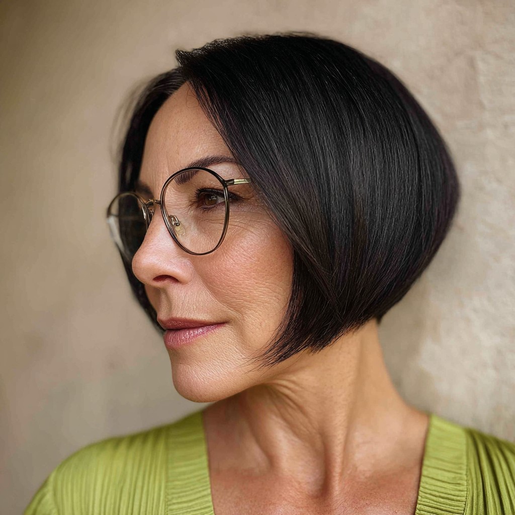 Sleek Black Inverted Bob with Subtle Layers