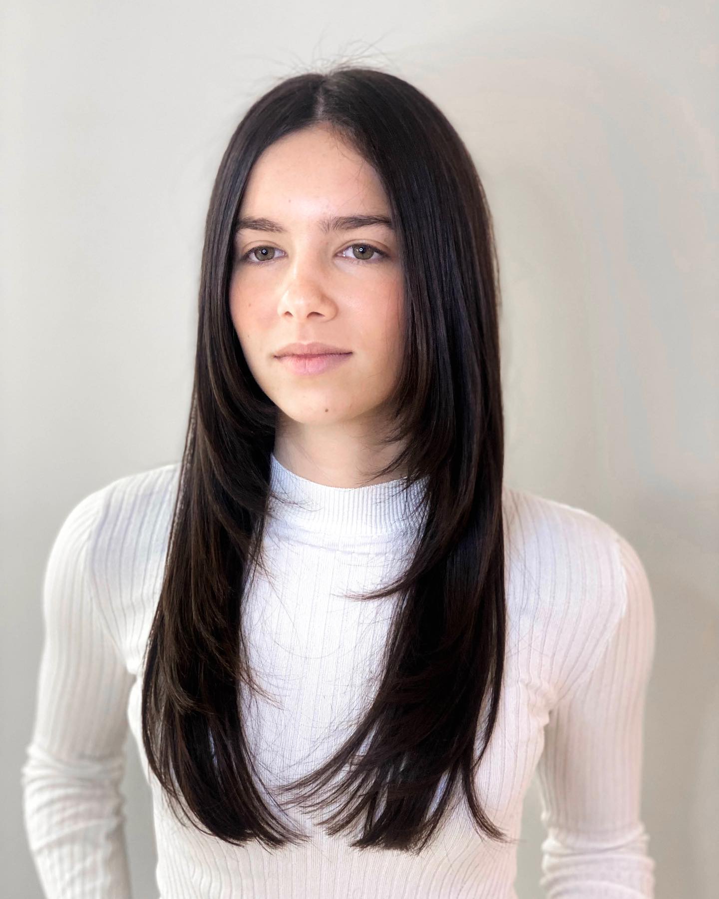 Sleek Layered Cut with Subtle Face-Framing Layers