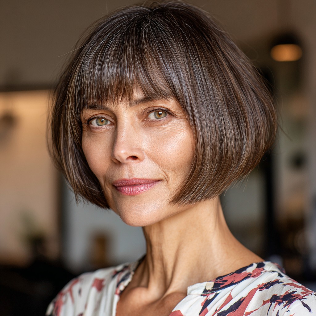 Sleek Textured Bob with Feminine Bangs