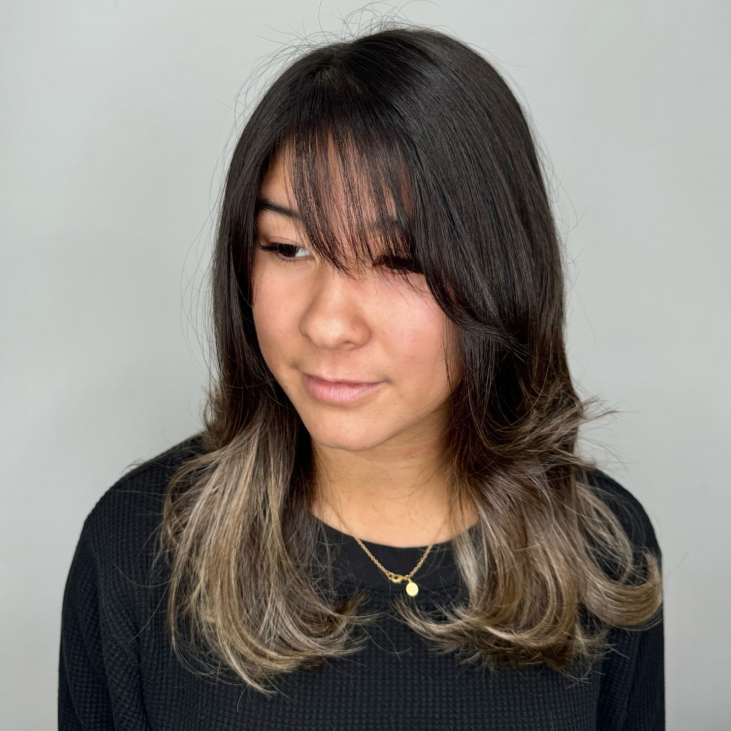 Soft Bangs with Subtle Layered Ends
