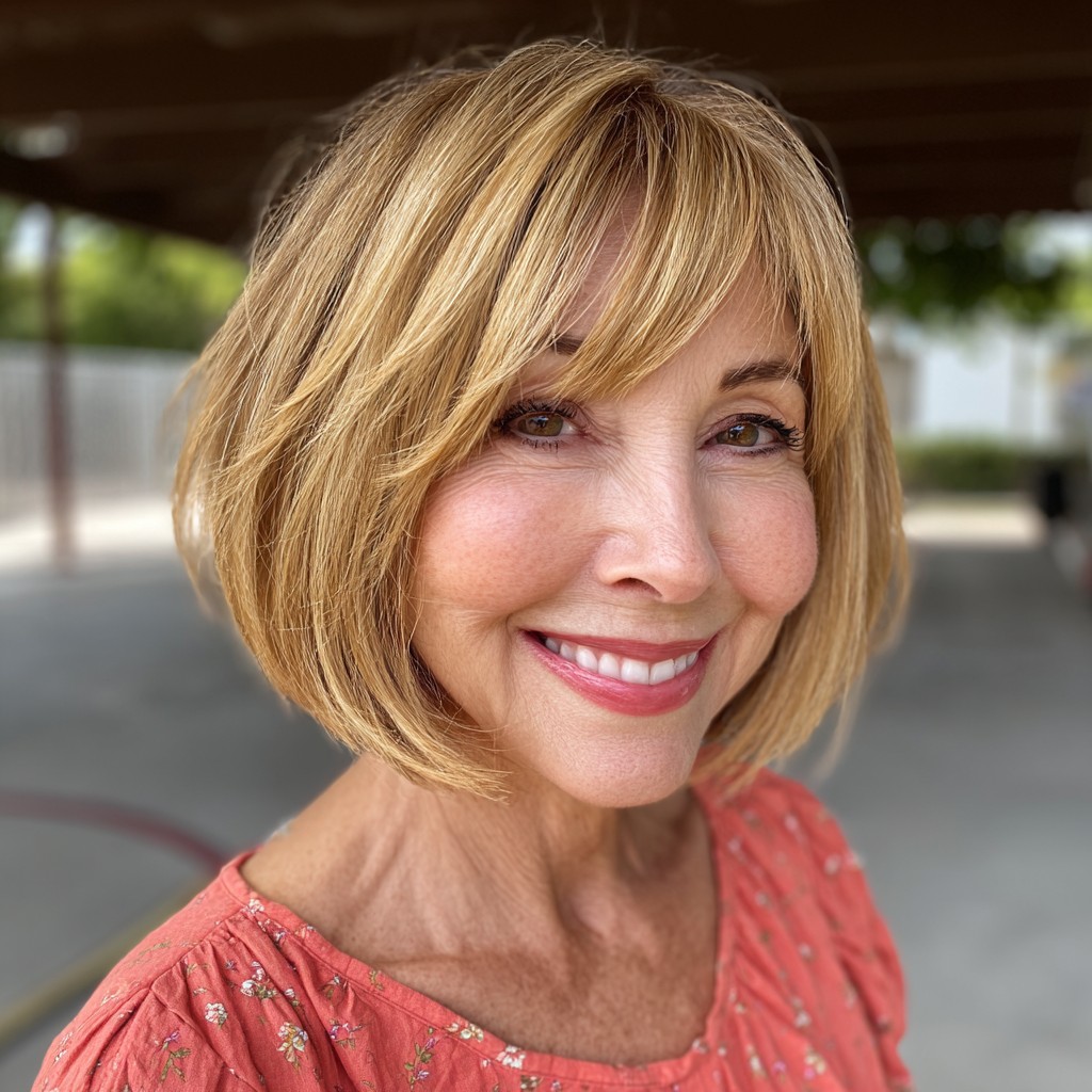 Soft Golden Bob with Flattering Side Bangs