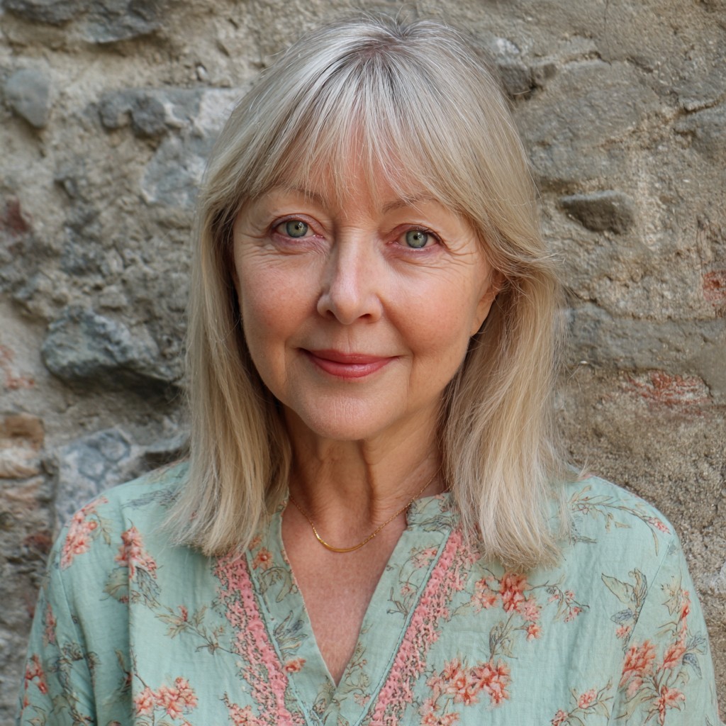 Soft Layered Blonde Cut with Feminine Bangs