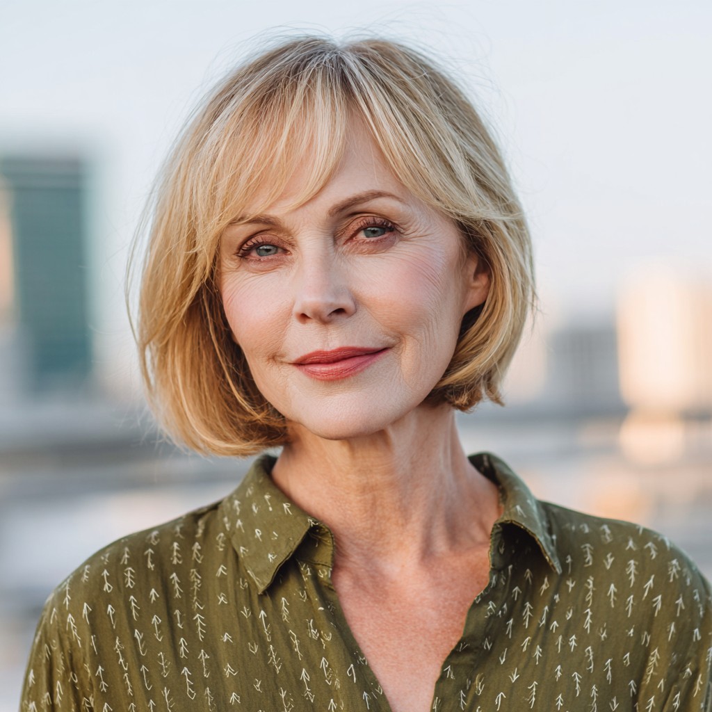 Soft Layered Bob with Feminine Bangs