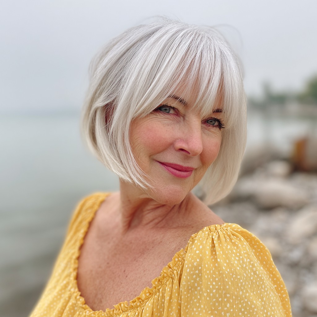 Soft Silver Bob with Wispy Bangs