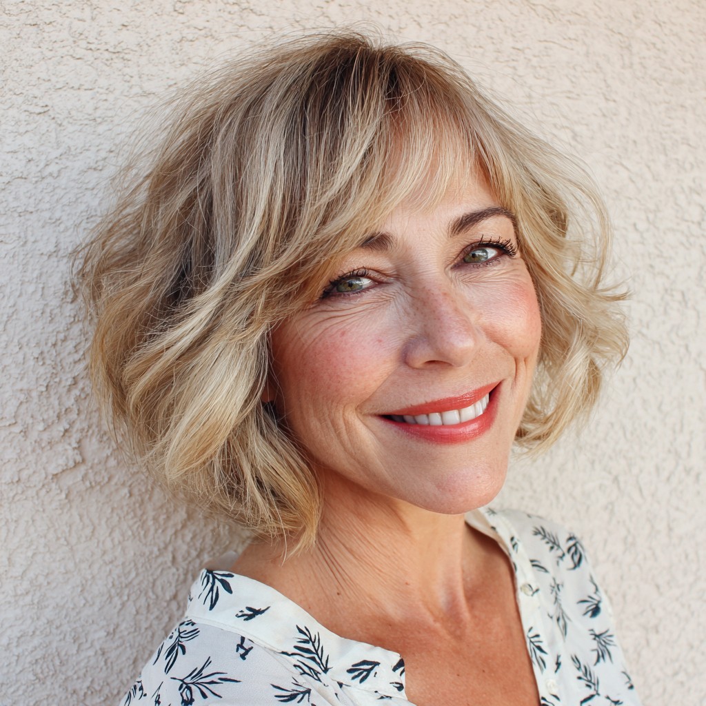 Soft Textured Bob with Flattering Side Bangs