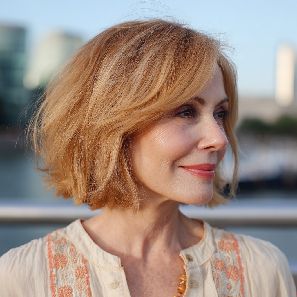 Soft Textured Copper Bob with Subtle Layers