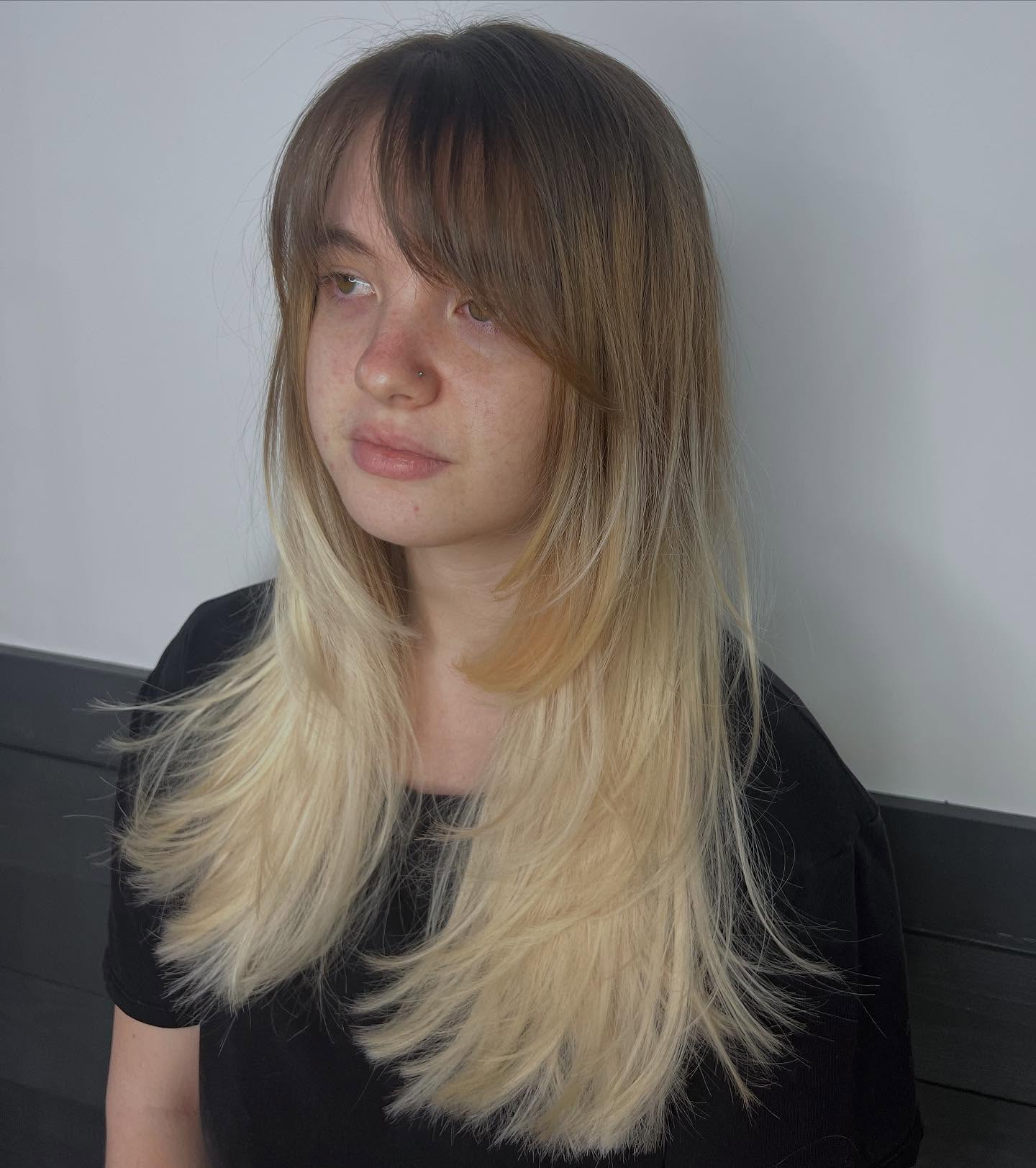 Softly Layered Cropped Wolf Cut with Subtle Ombre