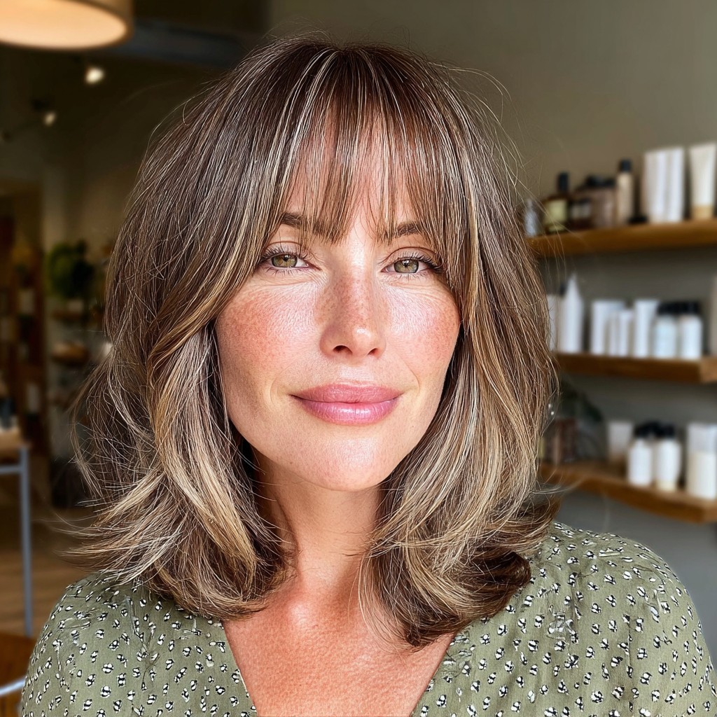 Softly Layered Medium Cut with Feminine Bangs