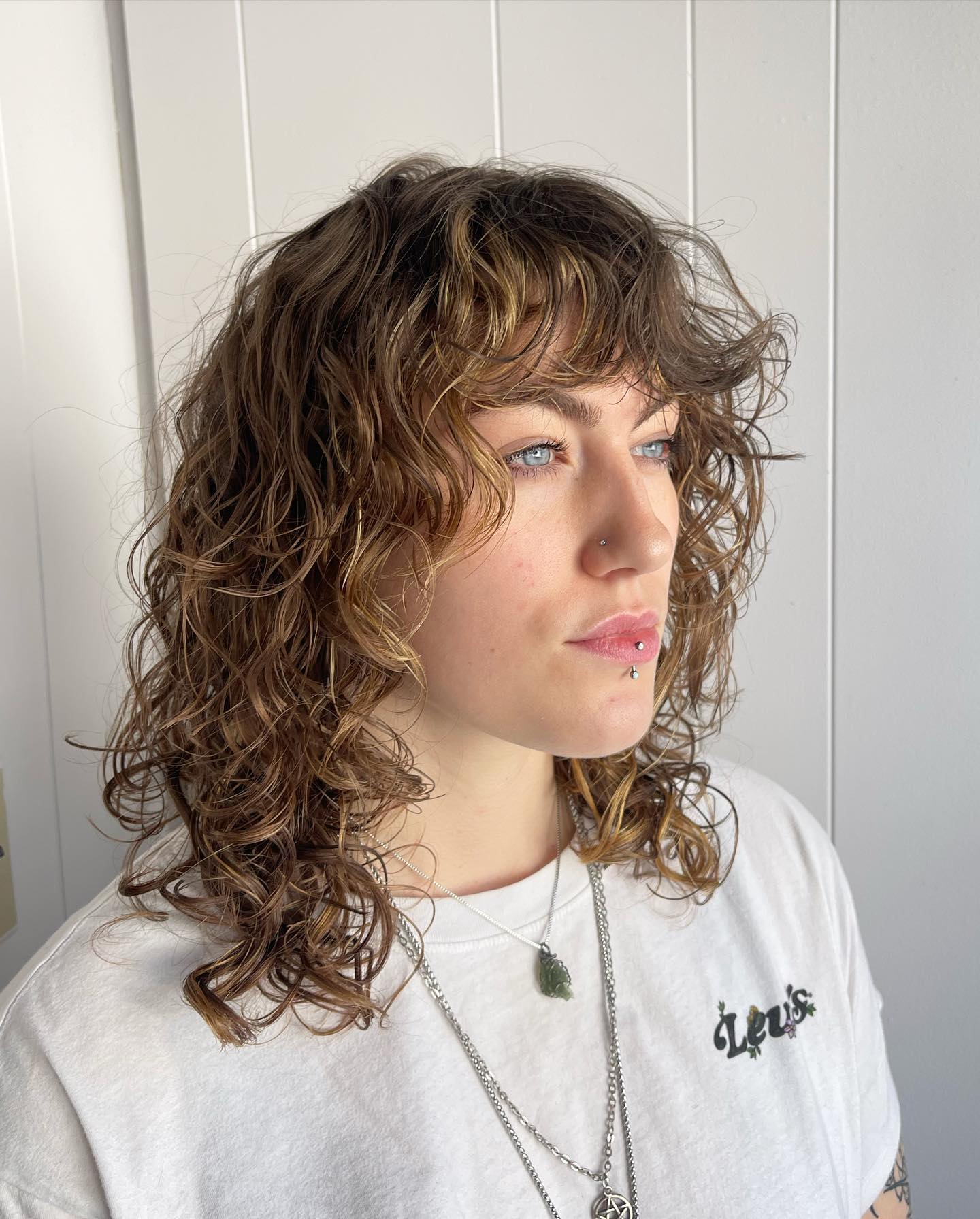 Softly Layered Wavy Shag with Defined Curls